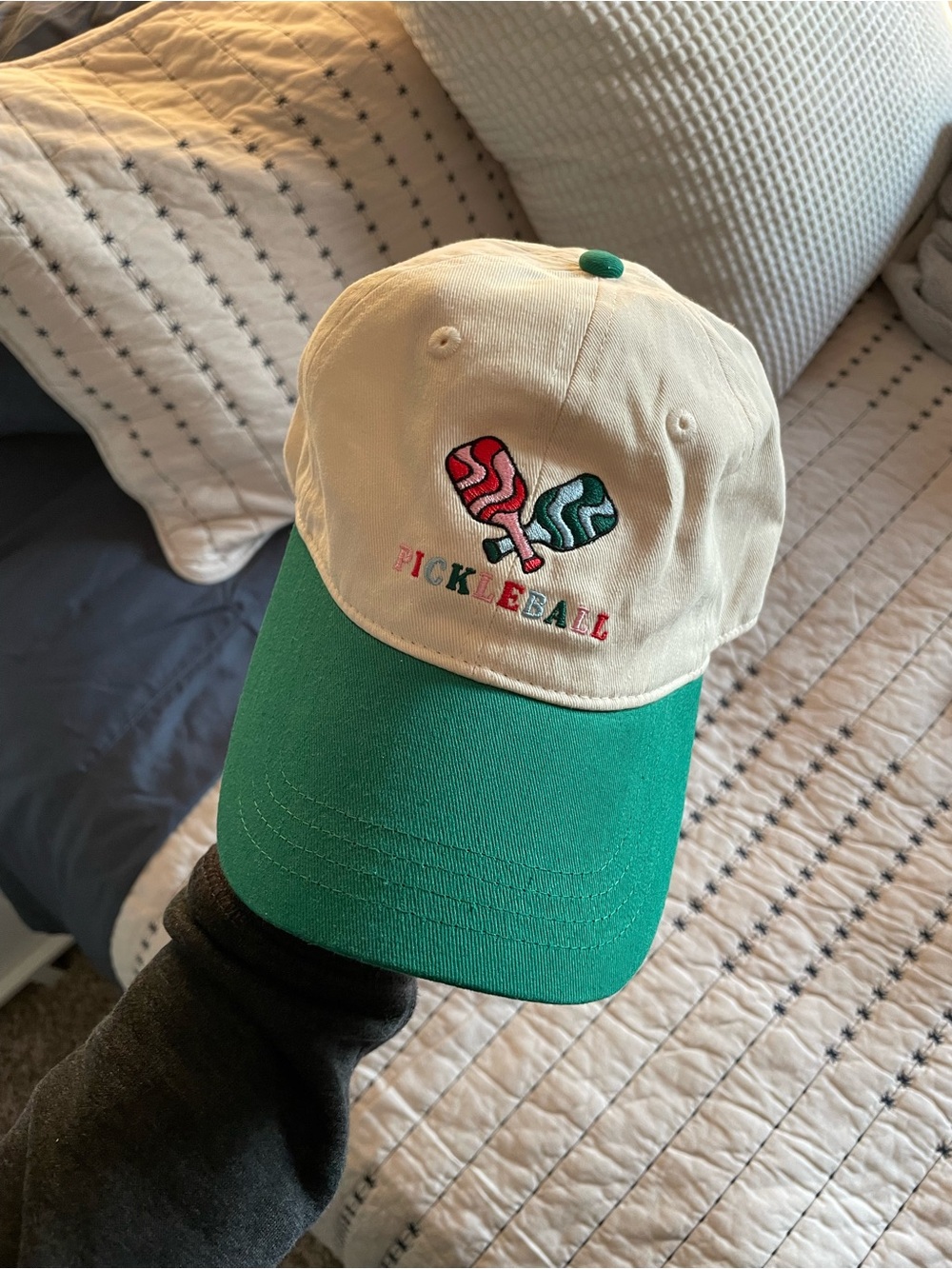 Pickleball Women’s Two-Tone Embroidered Cap - White & Green